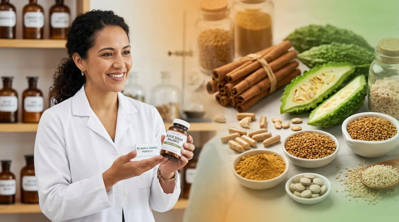 Farmacéutico asesorando sobre el seguimiento profesional de la glucosa
