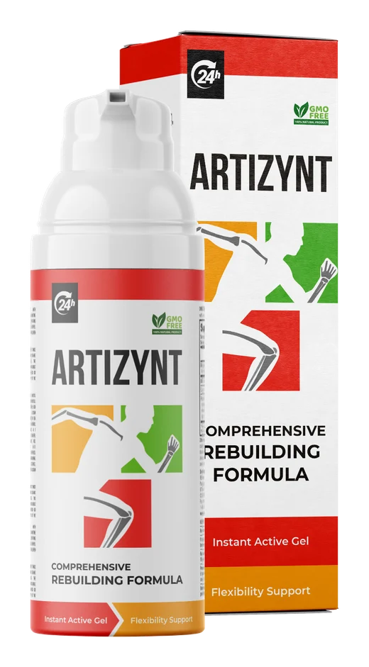 ArtiZynt gel: frasco com doseador airless ao lado da respetiva caixa