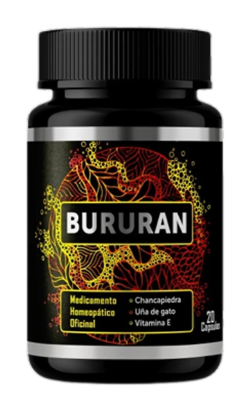 Envase de Bururan, 20 cápsulas para el bienestar masculino