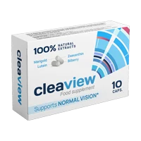 Caja de Cleaview con 10 cápsulas: luteína de caléndula, zeaxantina y arándano