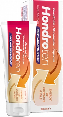 Hondroten: tubo de 30 ml y caja, gel para la espalda con efecto calor intenso