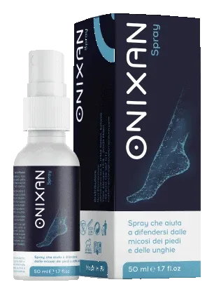 Flacone di Onixan spray da 50 ml per la cura di unghie e pelle dei piedi